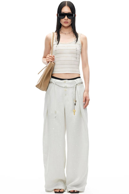 Color-Block Cable Knit Camisole Top