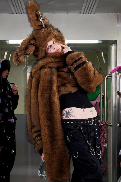 Long-Haired Patchwork Rabbit Hat