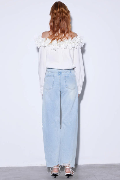 Autumn Blue  High Waist Wide Leg Jeans