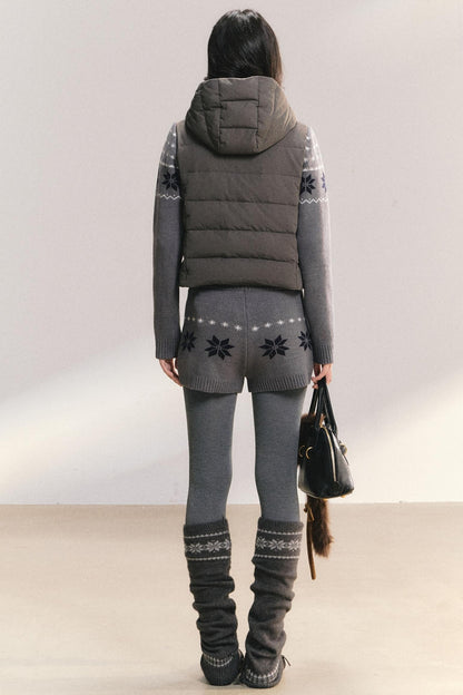 White Duck Down Ribbed Jacket Set-Up