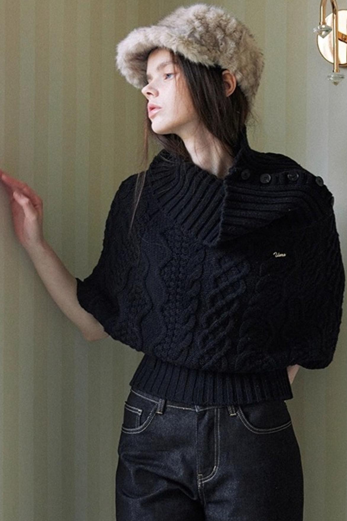 Asymmetrical Merino Wool Cape Sweater