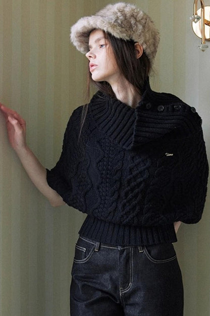 Asymmetrical Merino Wool Cape Sweater