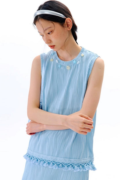 Blues Beach Fringed Vest Set-Up