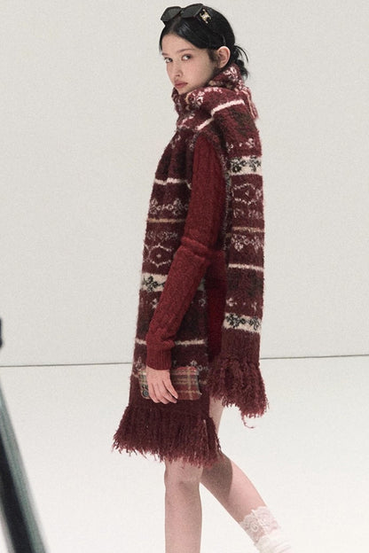 Handmade Wool Fair Isle Scarf