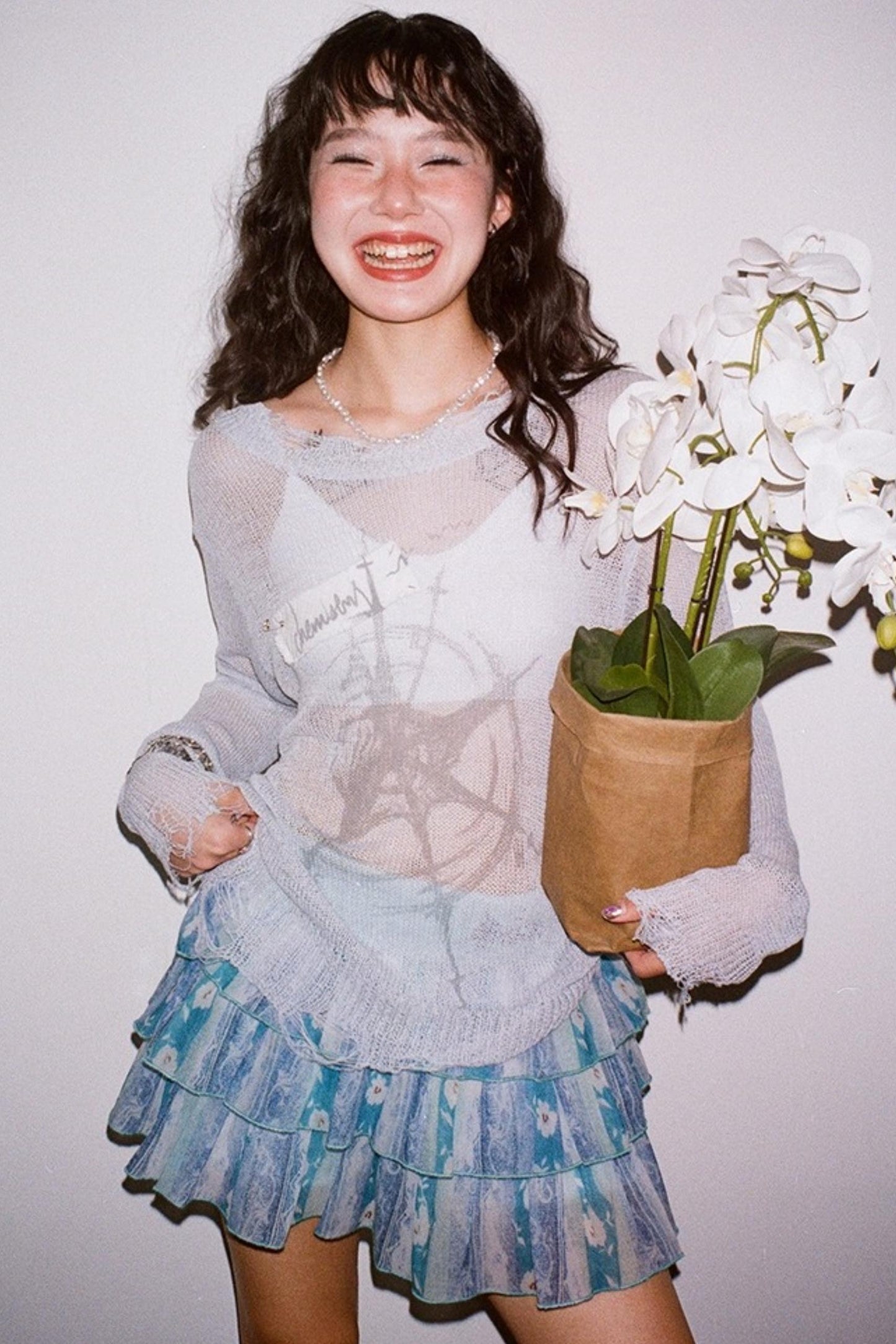 Dual-Tone Strapless Blouse