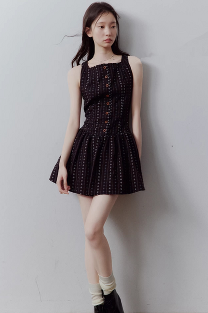 Retro Floral Jacquard Dress