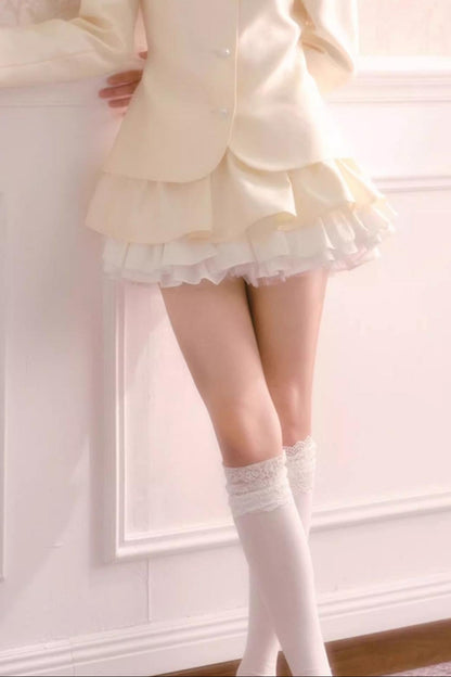 Satin Doll-Neck Jacket Set-Up