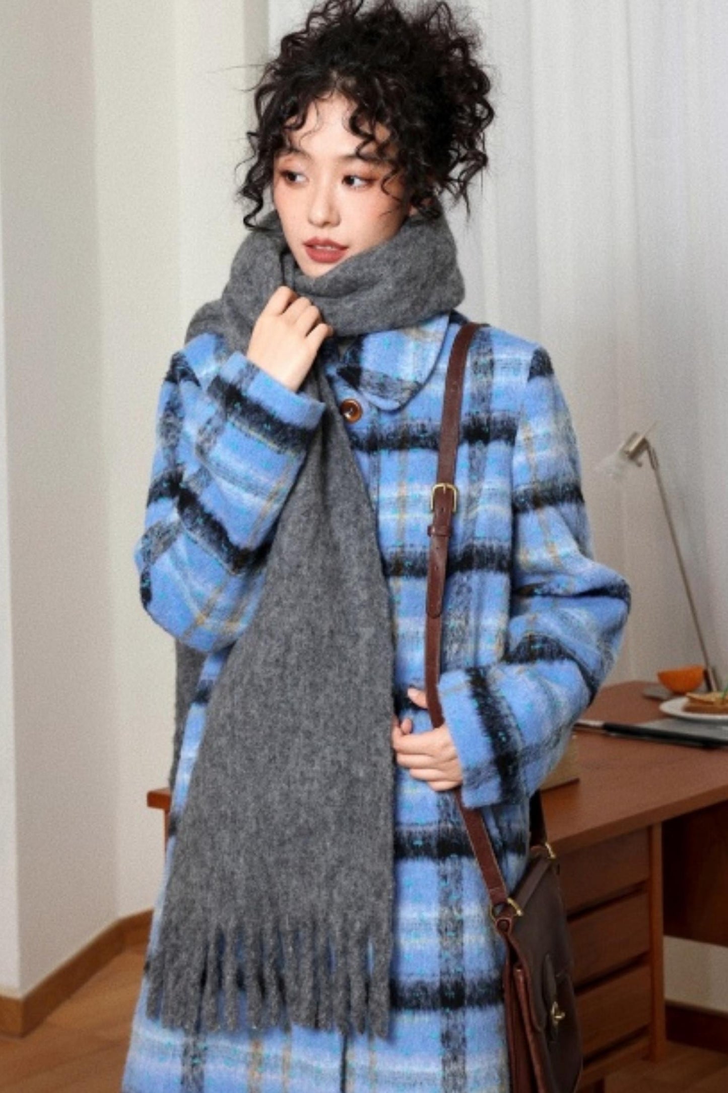 Plaid Woolen Love Letter Coat