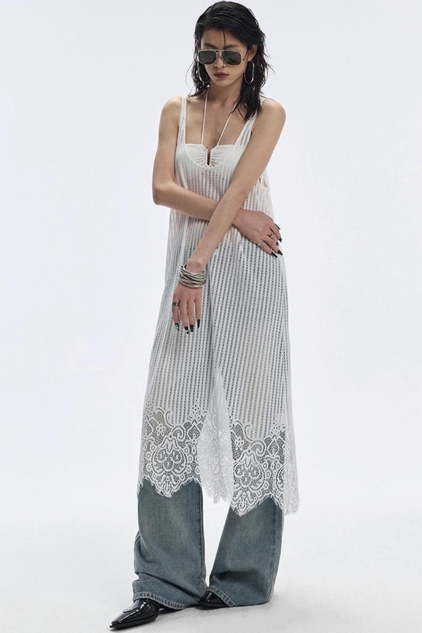 Lace Hem Layered Dress