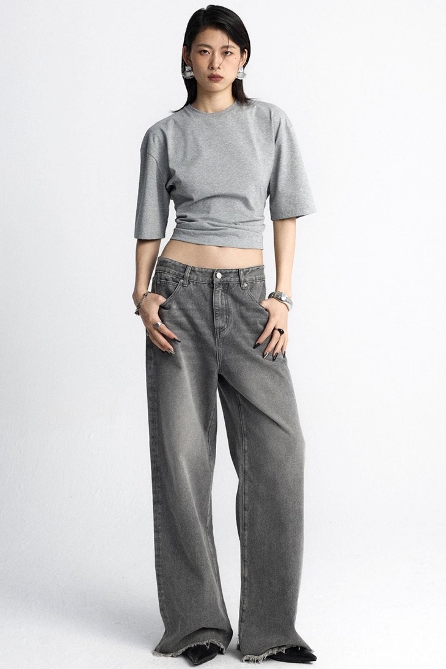 Pinch-Pleated Cut-Out Short Sleeve Summer Top