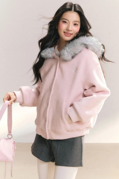 Pink Peach Woolen Jacket