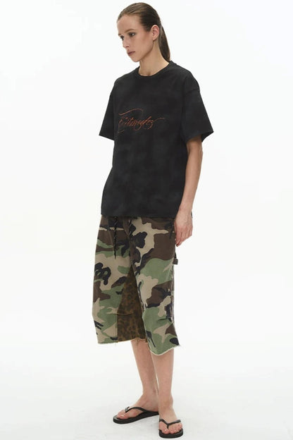 Retro Loose Cotton Spray-Painted T-Shirt