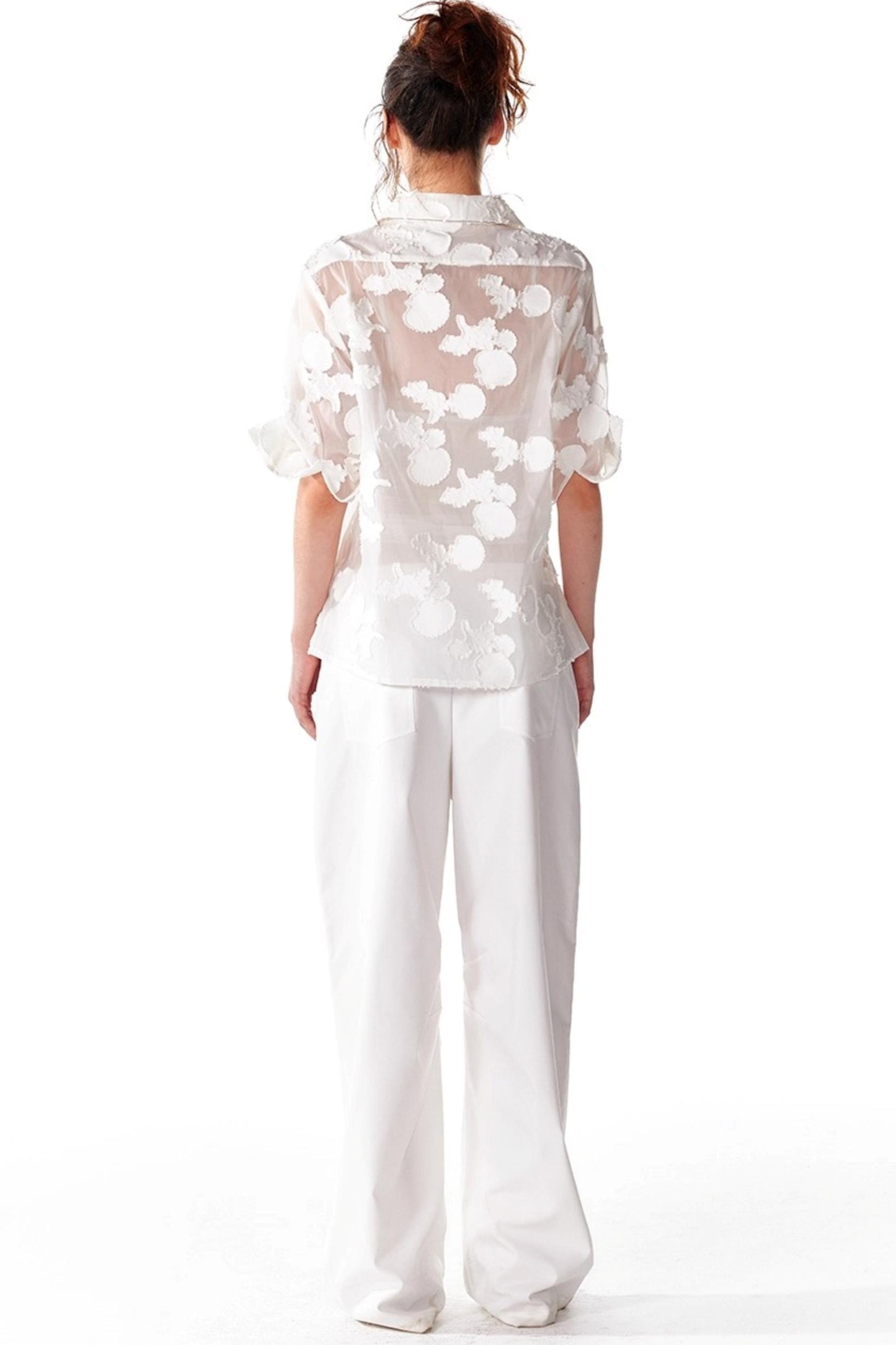 Organza V-Neck Pullover Top