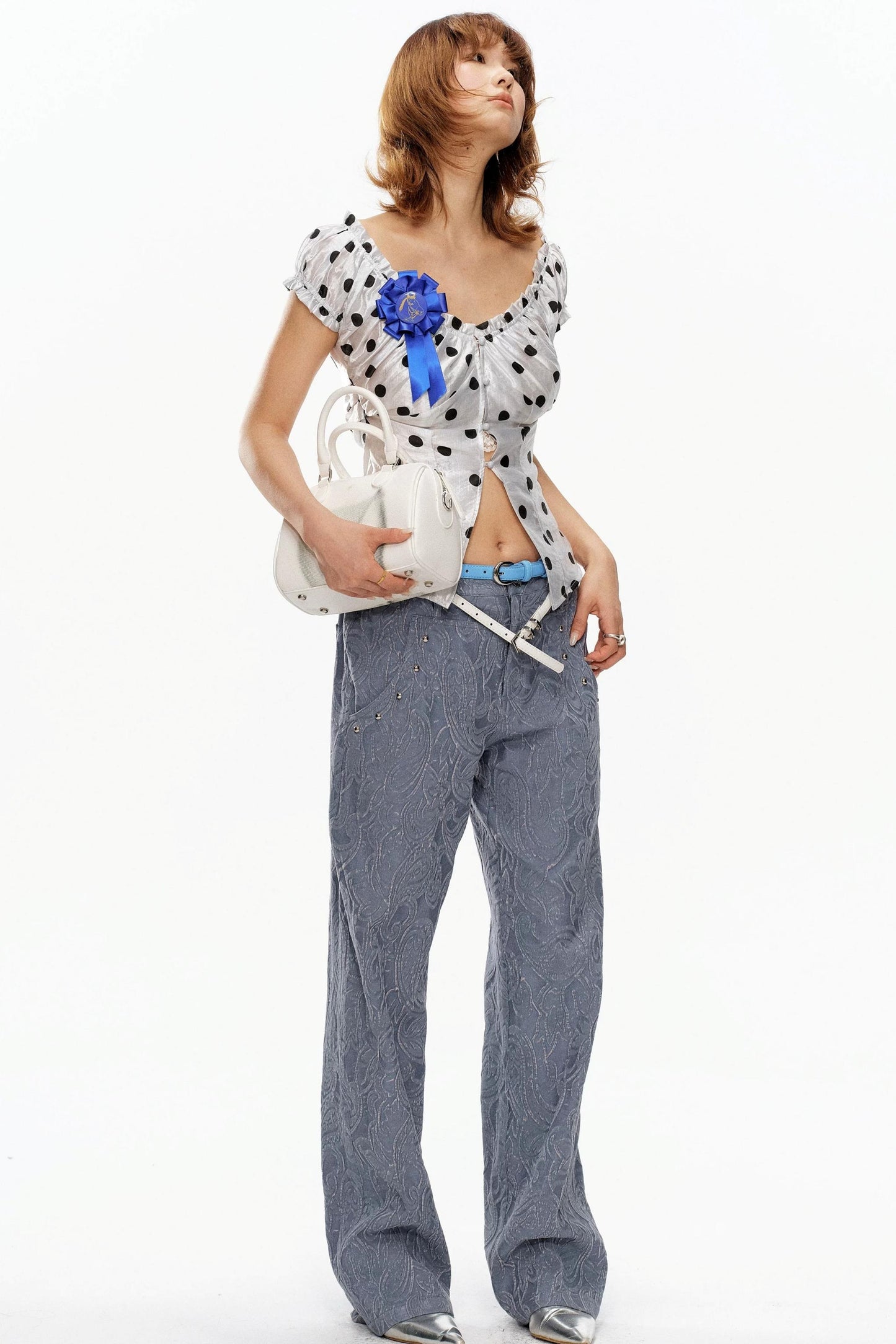 Polka Dot Glossy Cardigan Top