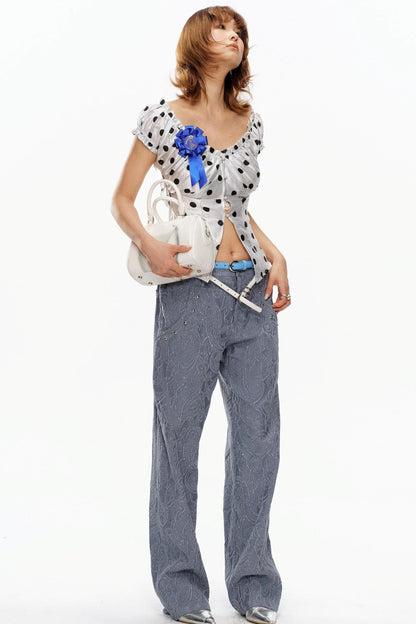 Polka Dot Glossy Cardigan Top