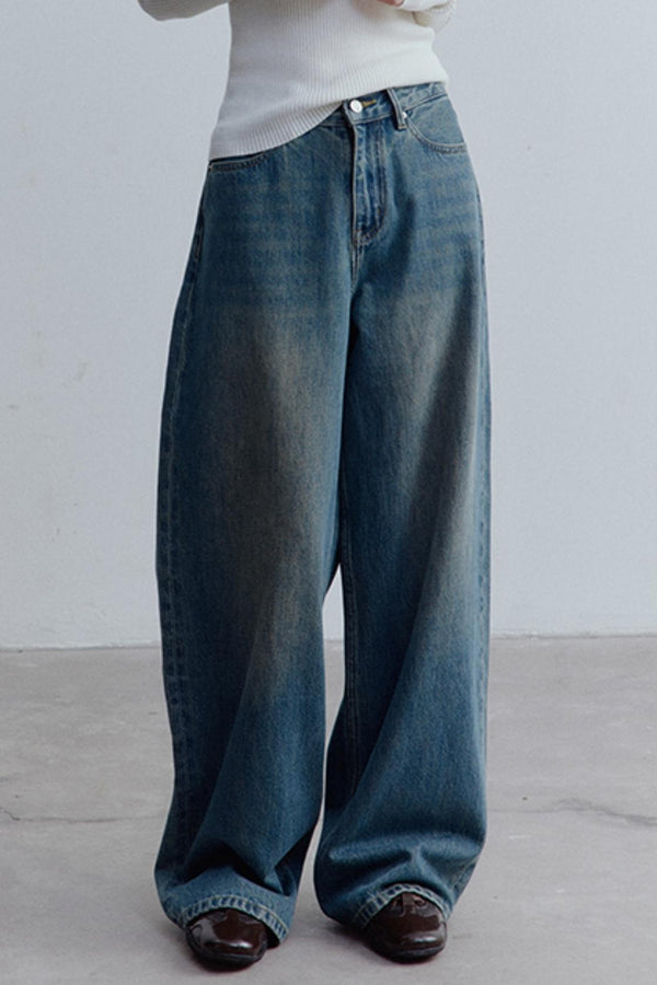 Restless Blue Wide-leg Denim Jeans