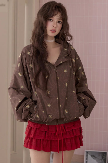 Sweet Fun Print Short Jacket