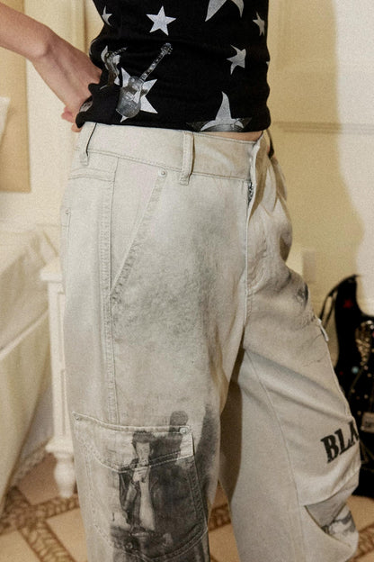 Distressed Patchwork Flared Pants