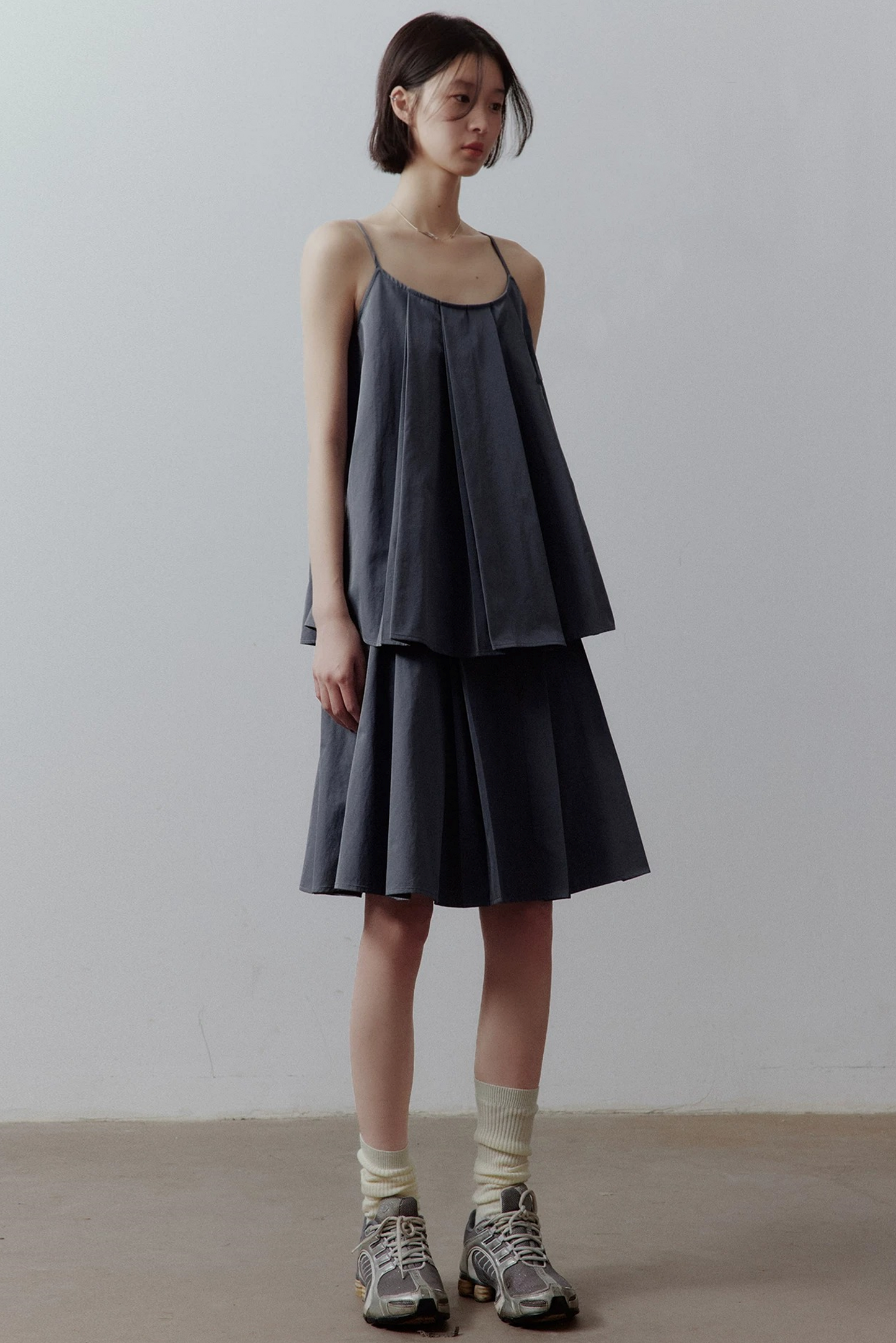 Midnight Blue Pleated Skirt Set-Up