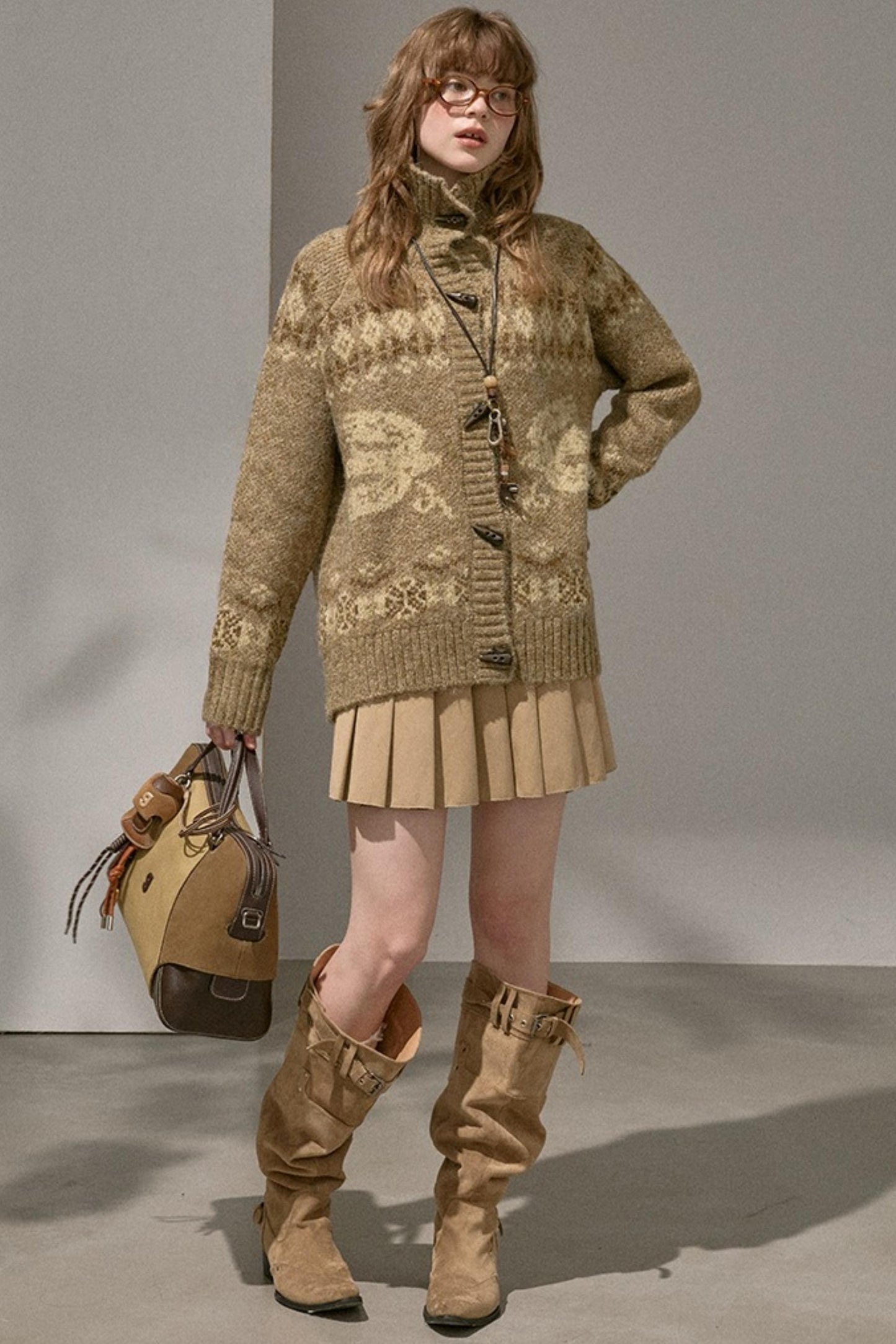 Preppy Silk Pleated Puffy Skirt