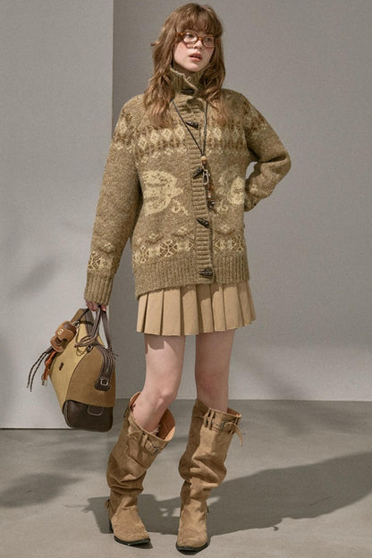 Preppy Silk Pleated Puffy Skirt