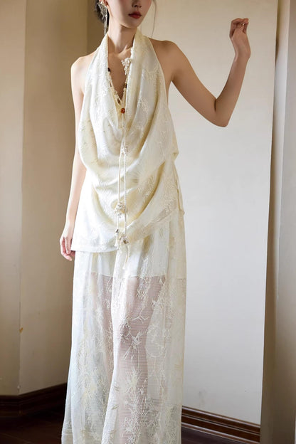 Off-White Romantic Hollow-Out Pants