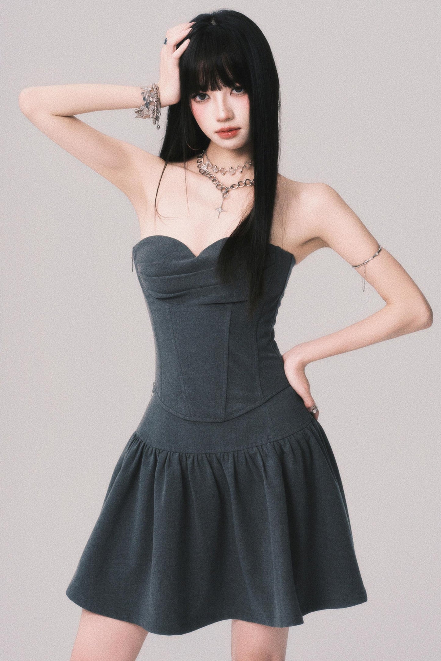 Fishbone Waist Top & Fluffy Skirt Set-Up