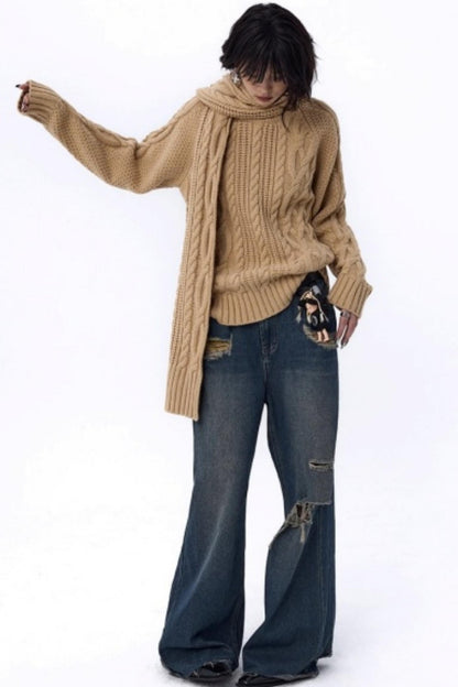 Vintage Paris Gray Knit Scarf