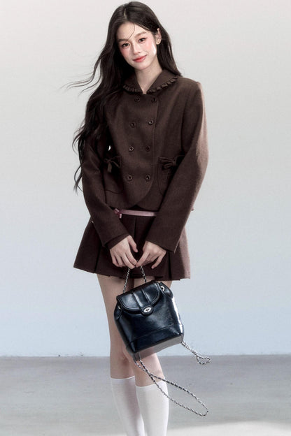 Warm Butterfly Pleated Skirt Set-Up