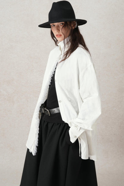 French Lace Stand Collar Cardigan