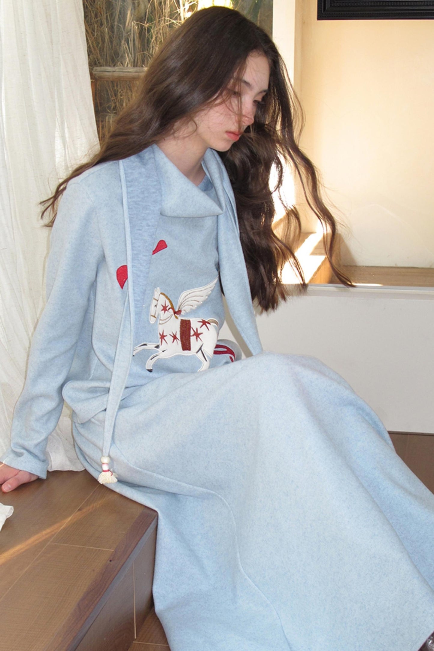 Three-Dimensional Pony Knit Top & Skirt Set