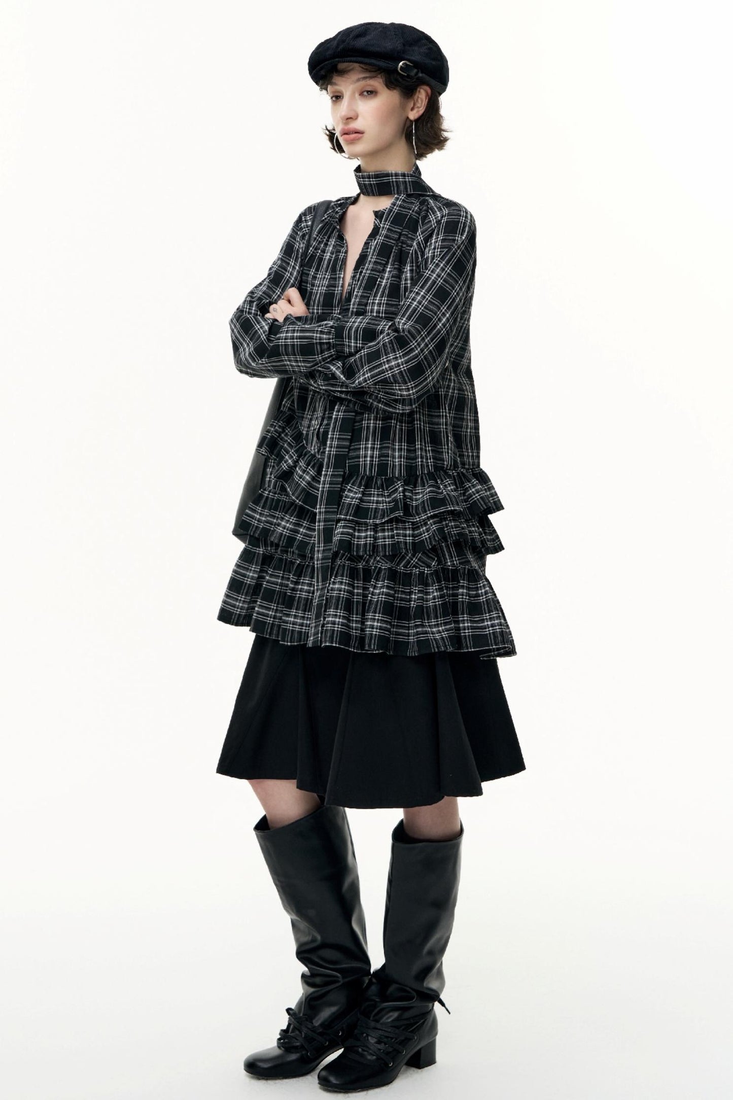 Salt Tea Plaid Shirt Dress