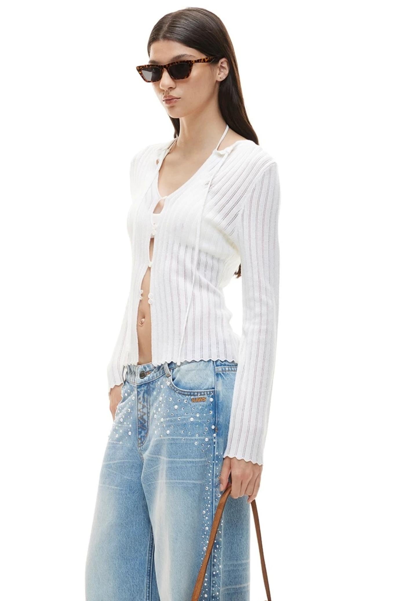 Sheep Wool Ribbon Knit Top