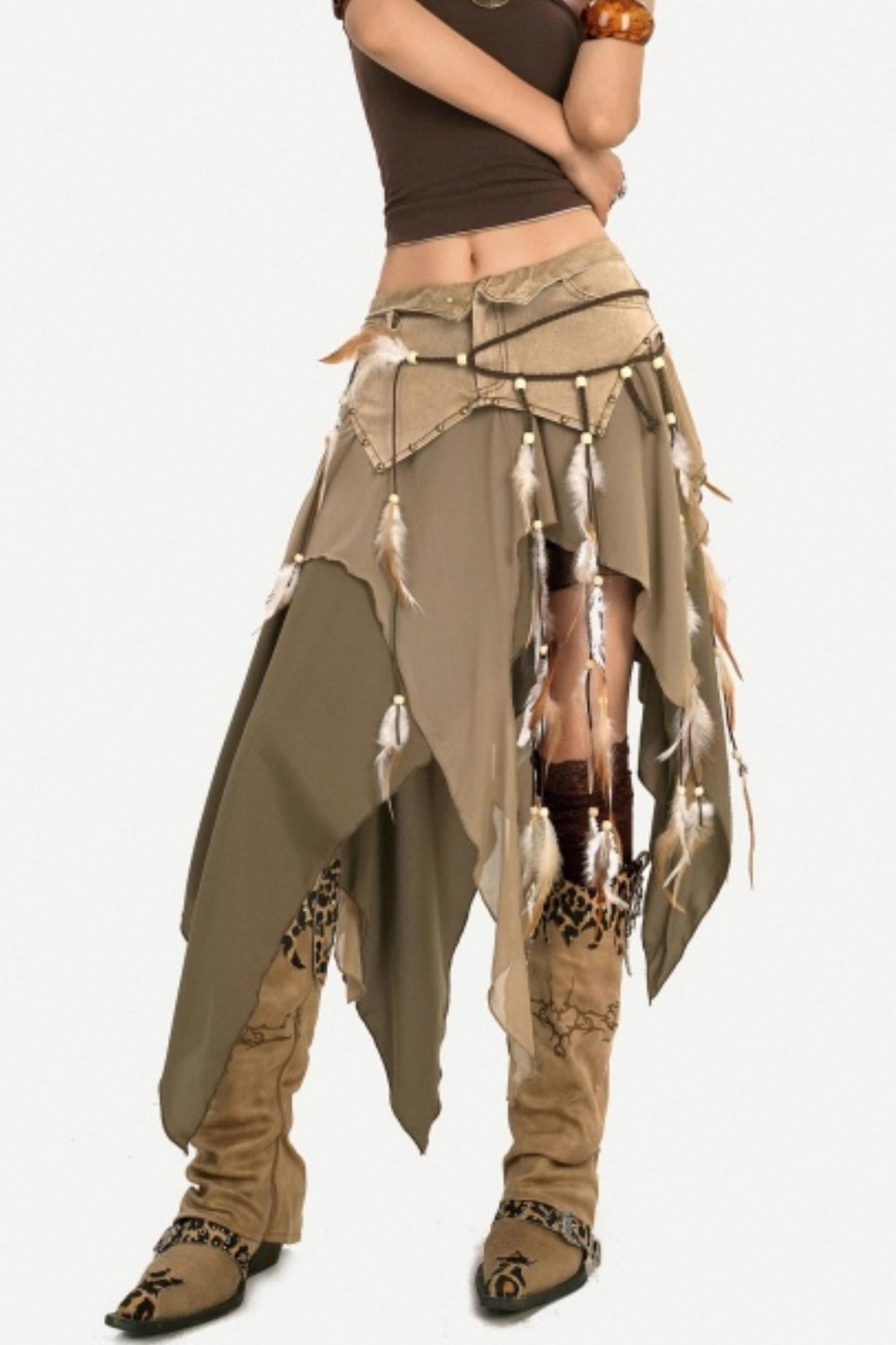 Retro Asymmetrical Denim Skirt