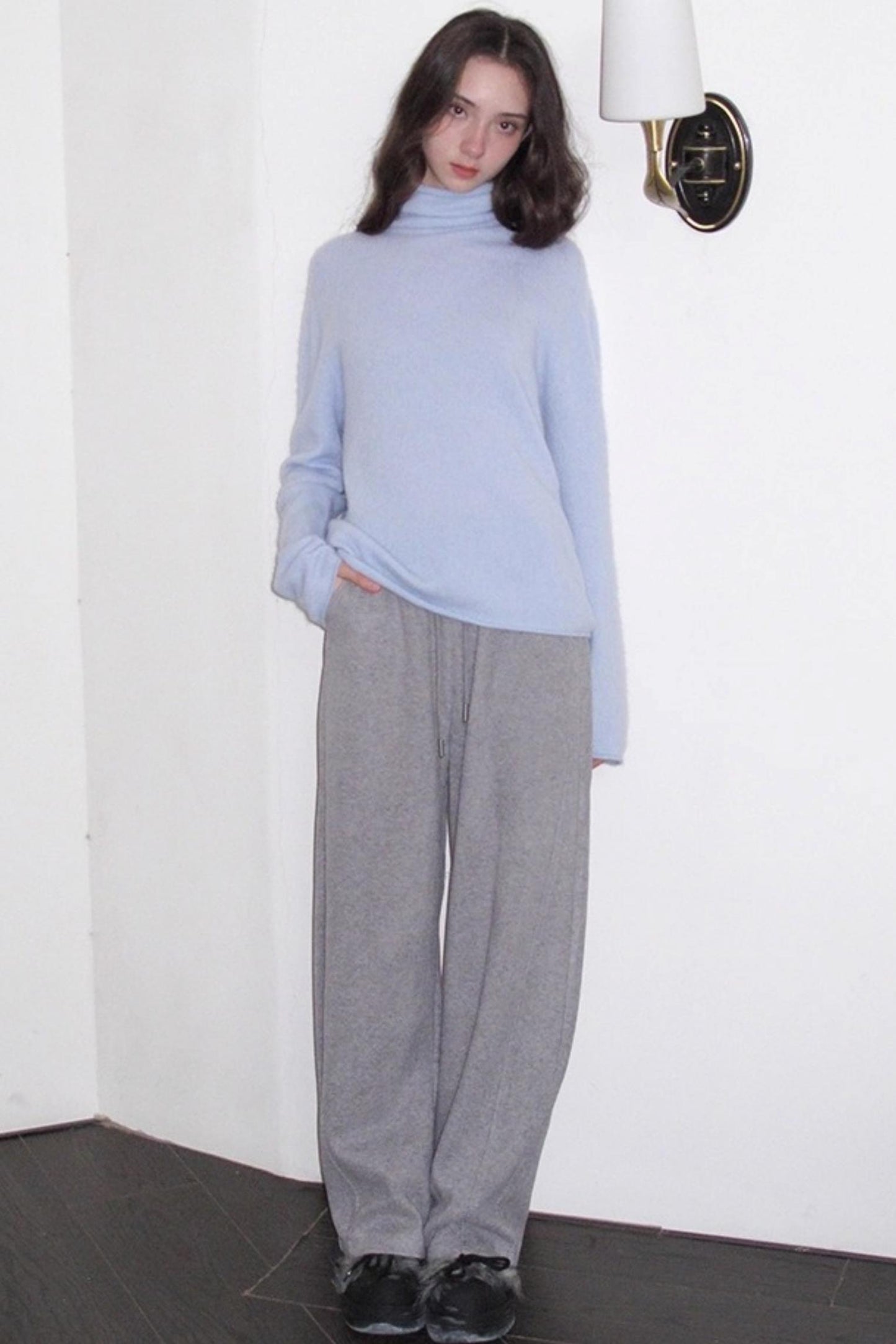 Fleece Mist Elastic Waist Knit Pants