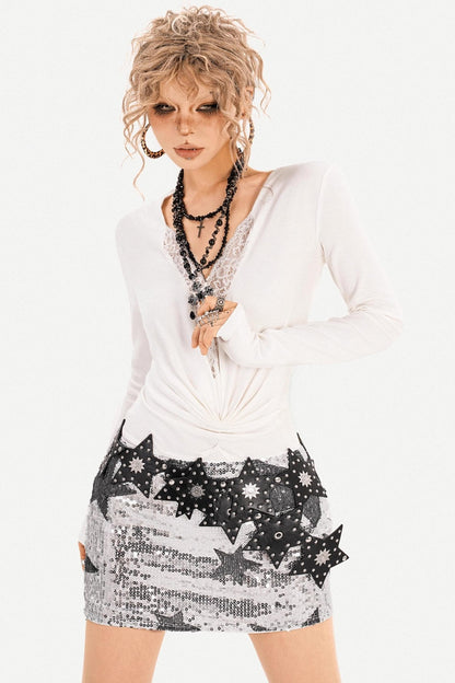 Retro Lace V-Neck Top