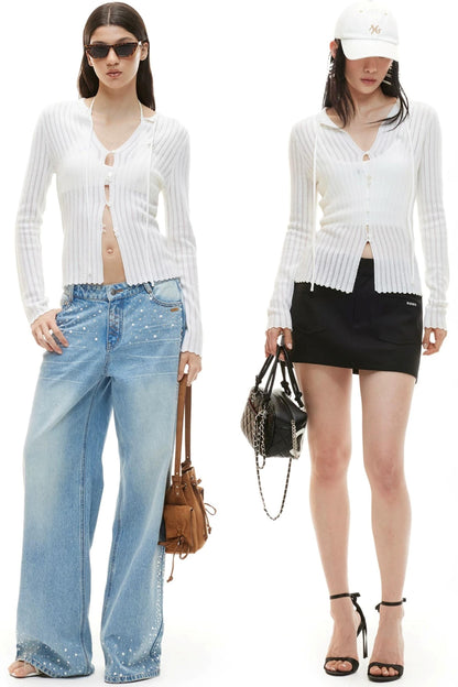 Sheep Wool Ribbon Knit Top
