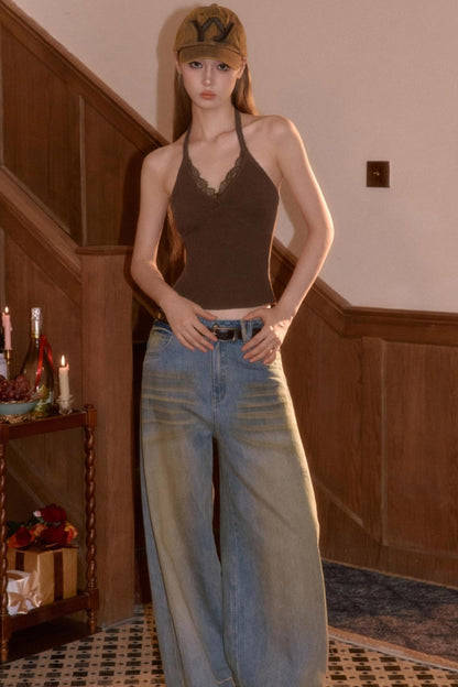 Vintage Smeared Denim Pants