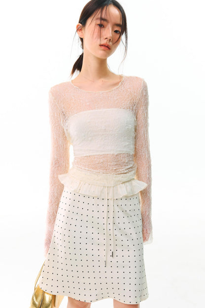 Original Polka Dot Satin A-Line Skirt