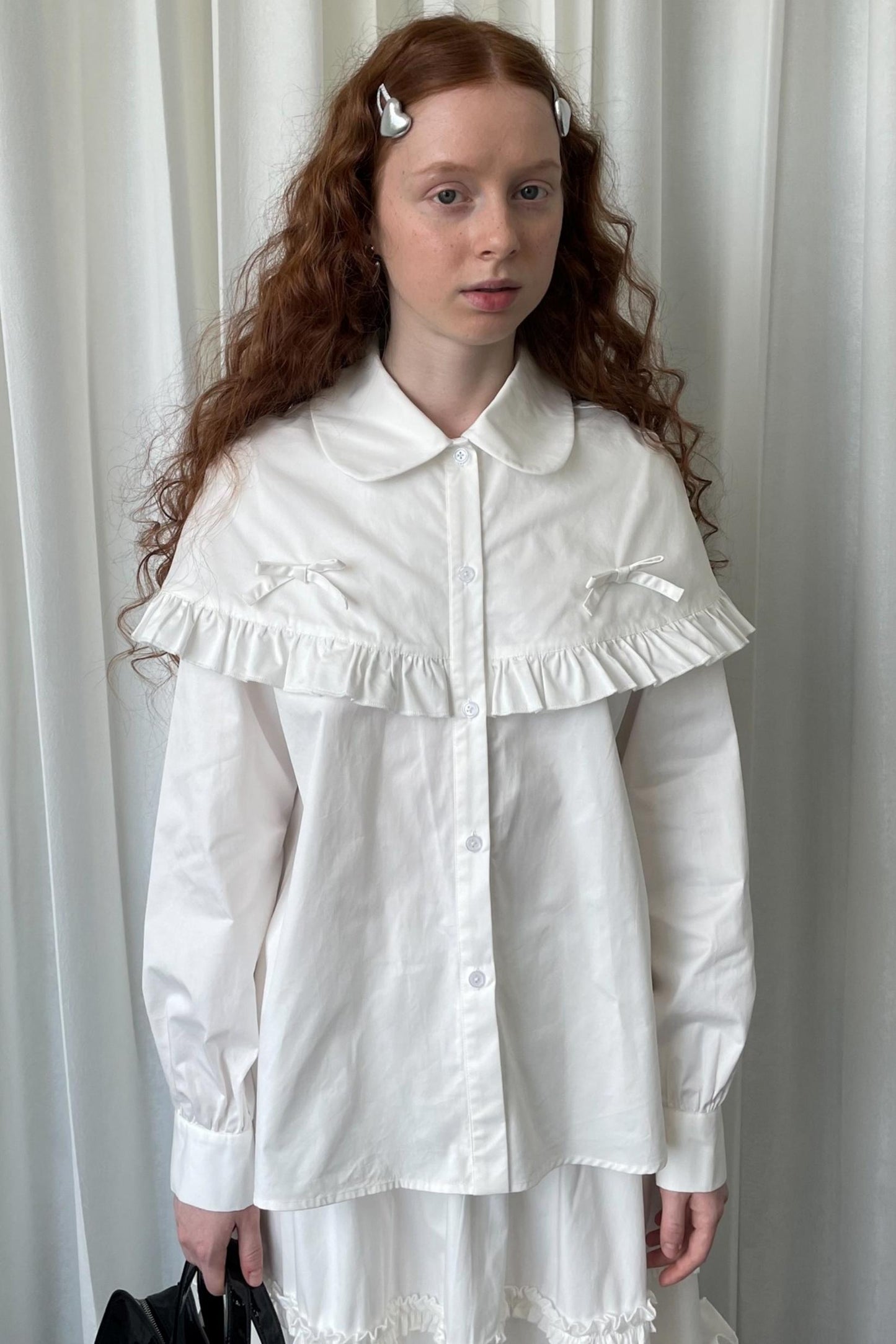 Navy Lace Doll Collar Shirt