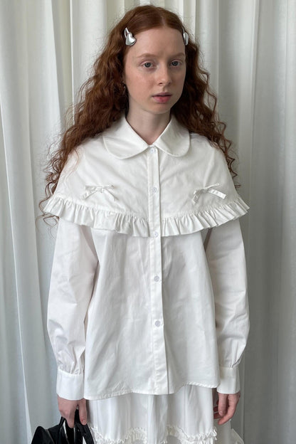 Navy Lace Doll Collar Shirt