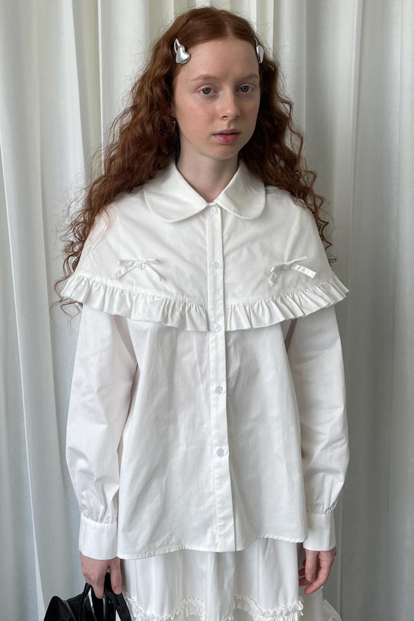 Navy Lace Doll Collar Shirt