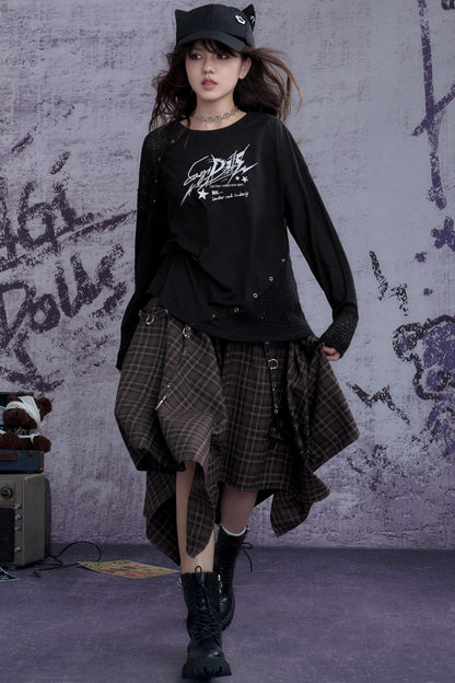 Girls Patchwork Knitted T-shirt