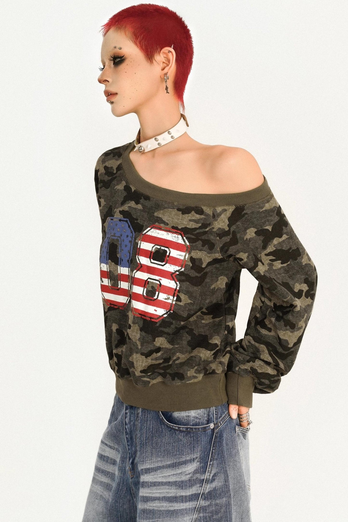 American Retro Camouflage Sweatshirt