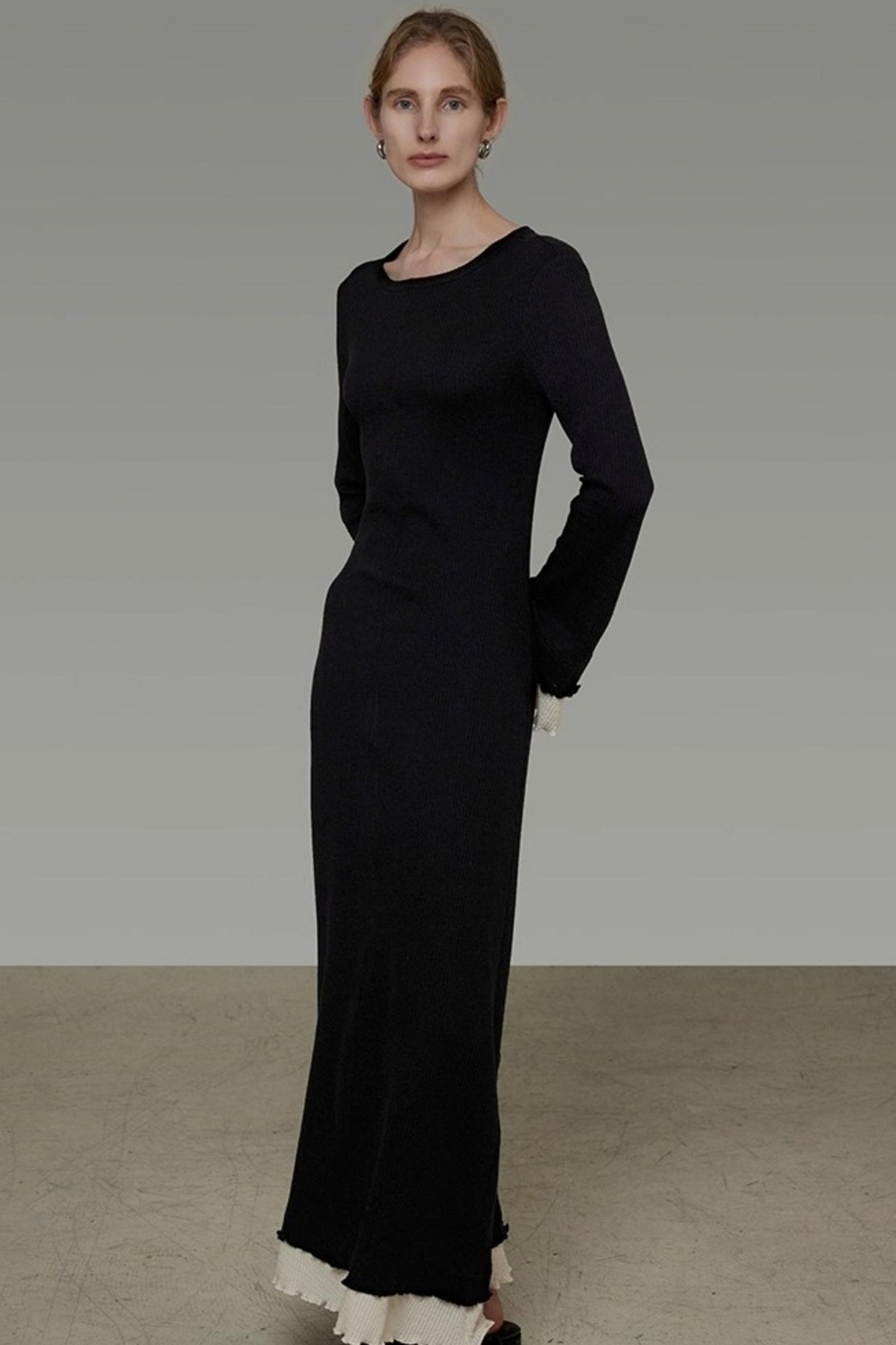 Flared Sleeve Slimming Dress