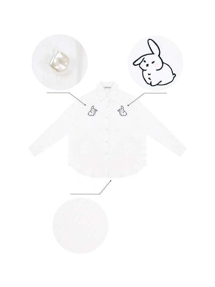 Rabbit Embroidery Loose Shirt