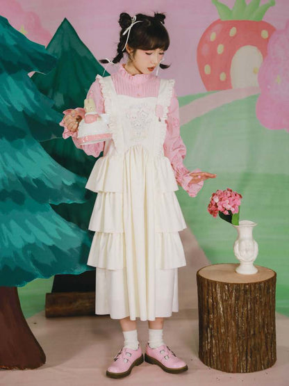 Cat Embroidery Lolita Apron Style Dress