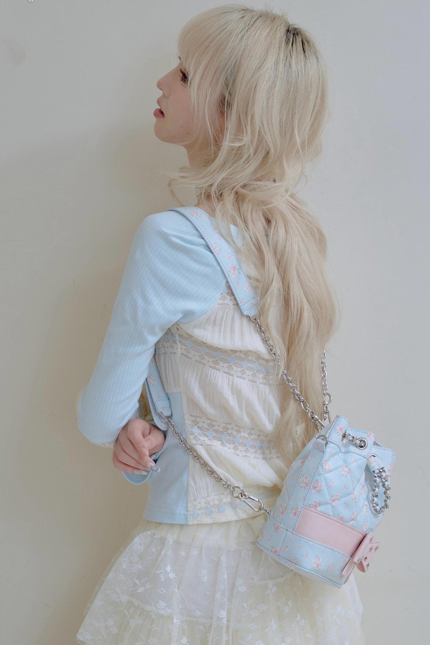 Floral Diamond Bucket Bag