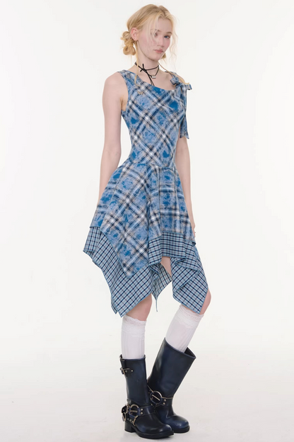 Sea Mist Plaid Strap Dress