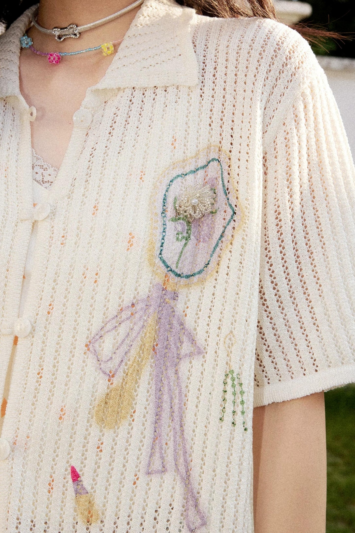 Off-White Woolen Striped Blouse